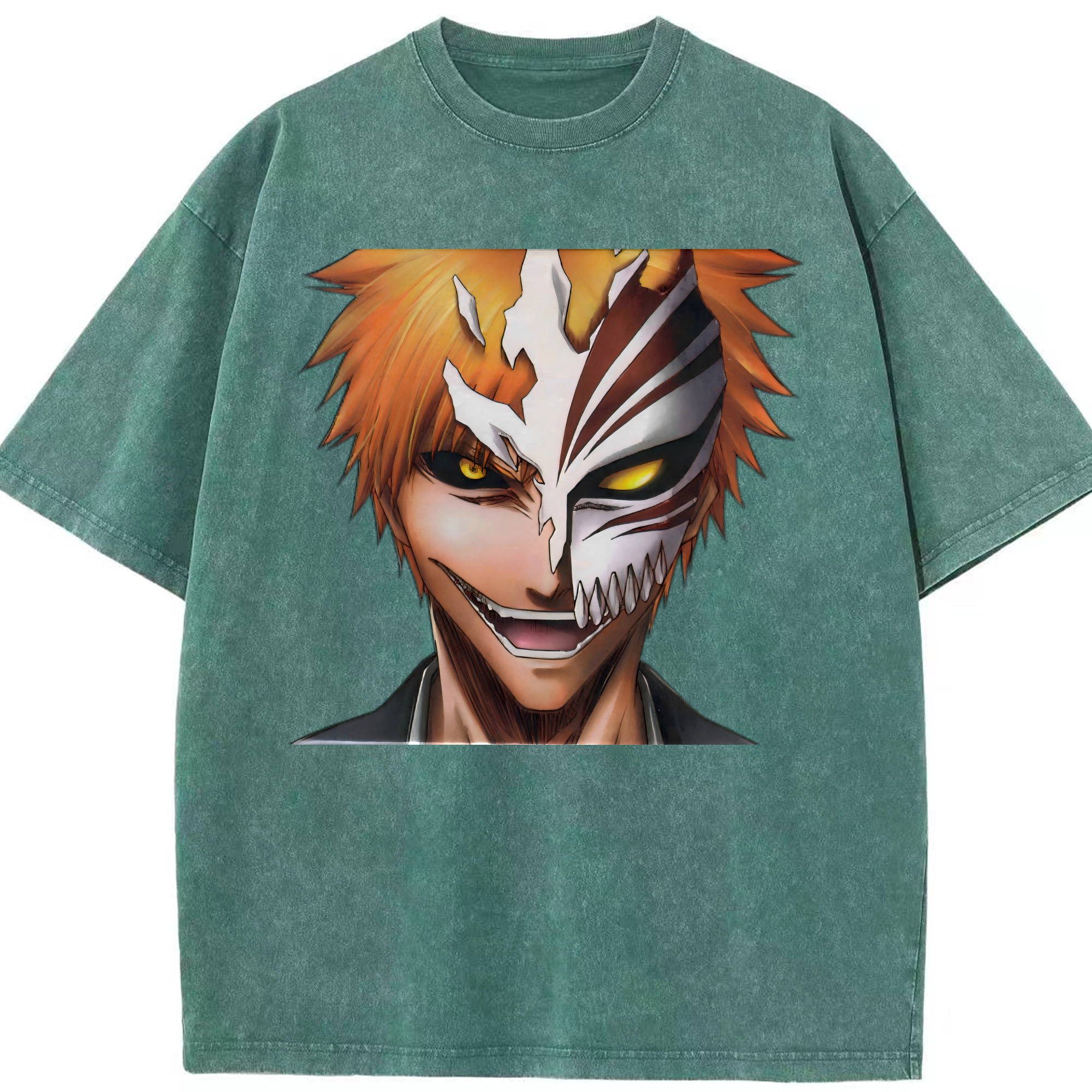 （画像用） ブリーチ 黒崎一護（くろさき いちご）BLEACH Kurosaki Ichigo 綿100% ヴィンテージ風 半袖Tシャツ（フロントプリント）